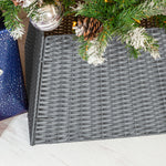 Rattan Christmas Tree Skirt Foldable Basket Decoration | Grey