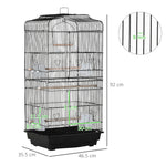 92cm Large Bird Cage With Perches, Food Bowls, Swing | Black