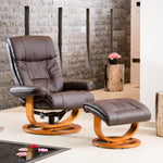 Barriston Swivel Recliner And Footstool | Brown