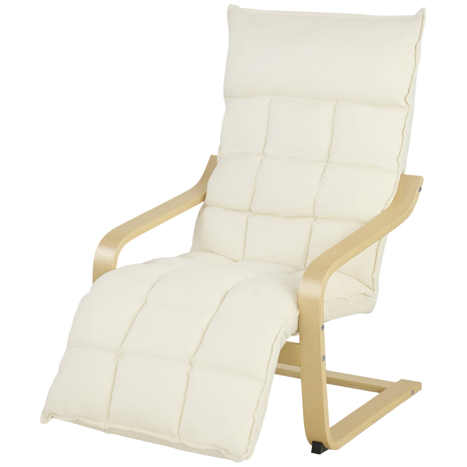 Accent Chair, Leisure Lounge Chair Armchair With Footrest | Cream