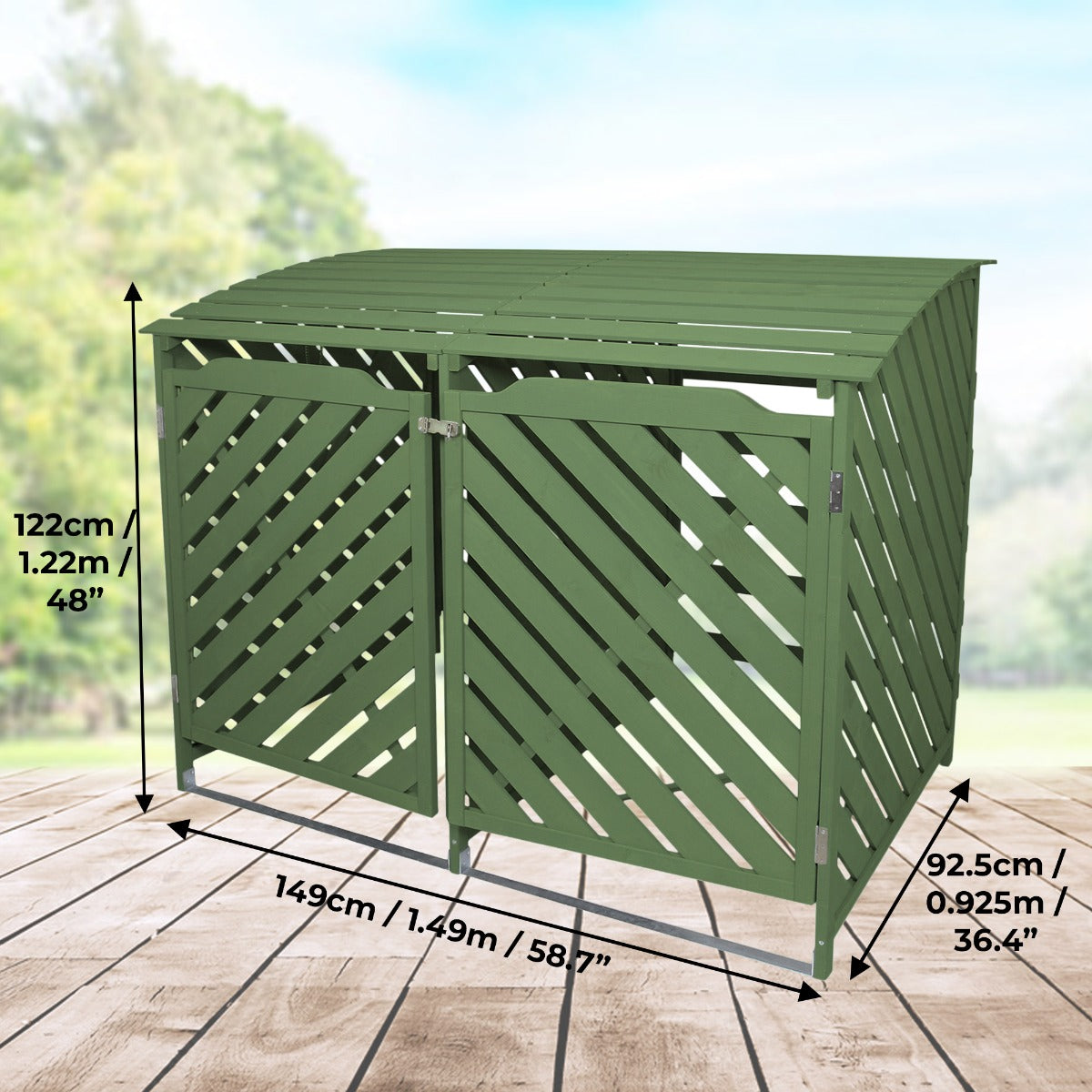 Double Wheelie Bin Storage | Green