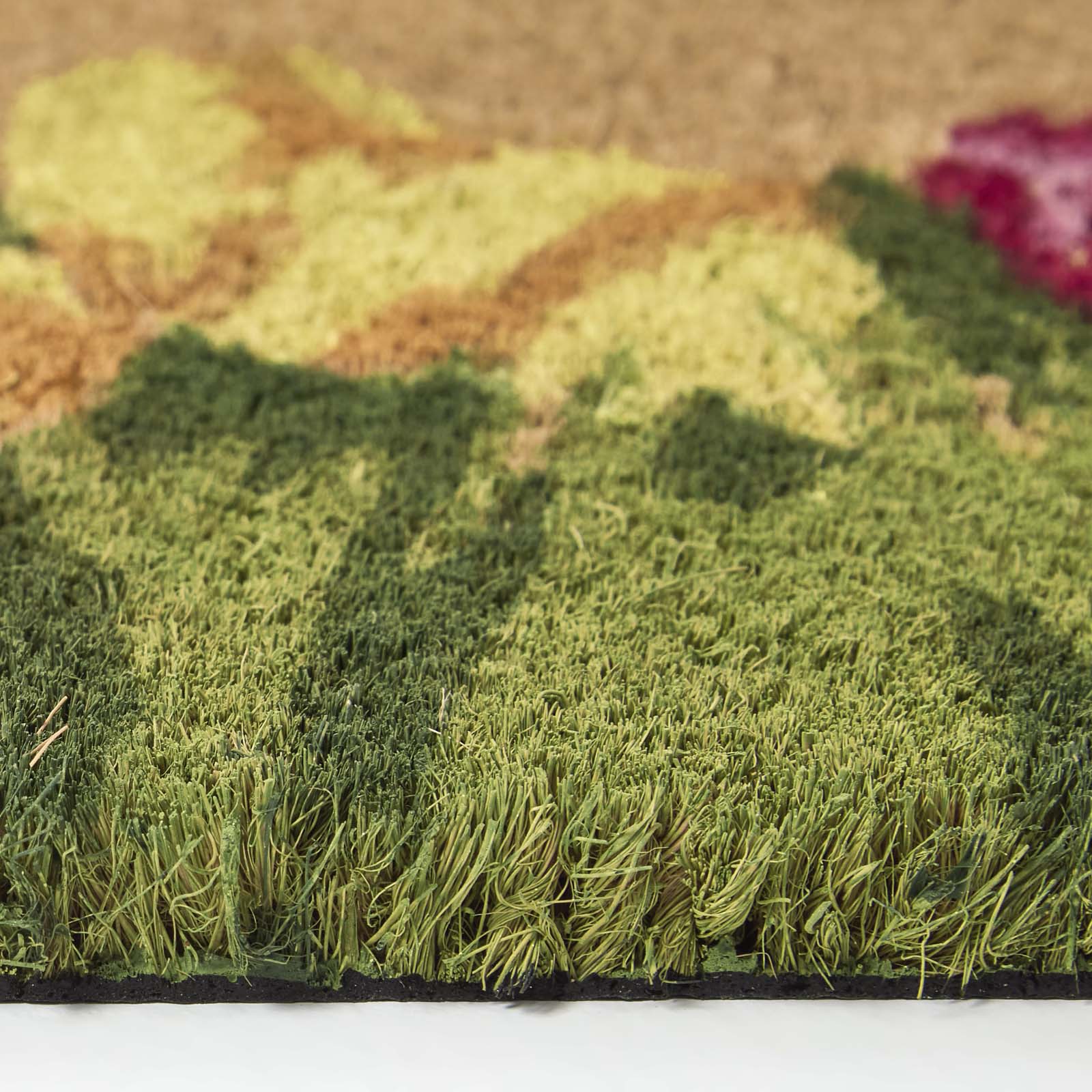 HOMESCAPES Coir Doormat With Tulips, 25 X 75 Cm