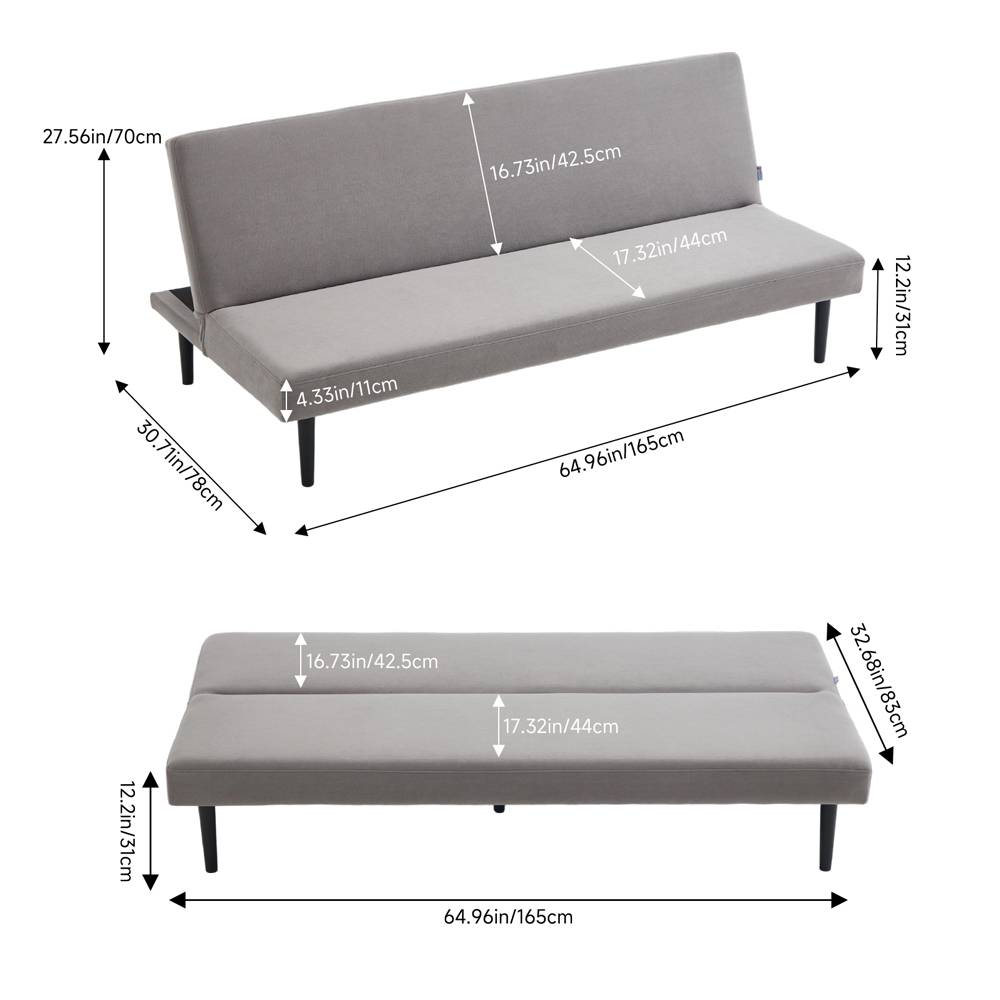 Modern Fabric Sofa Bed With Folding Design – Convertible, Compact & Stylish | Grey
