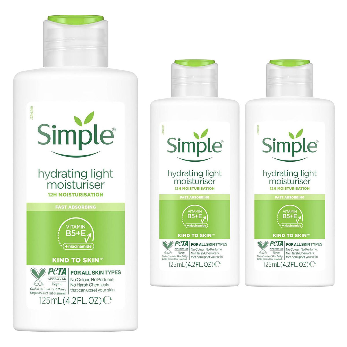 3x 125ml Kind To Skin 12h Hydrating Light Moisturiser | Set of 3