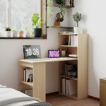 120cm Computer Desk Bookshelf Writing Table 6 Shelves | Natural