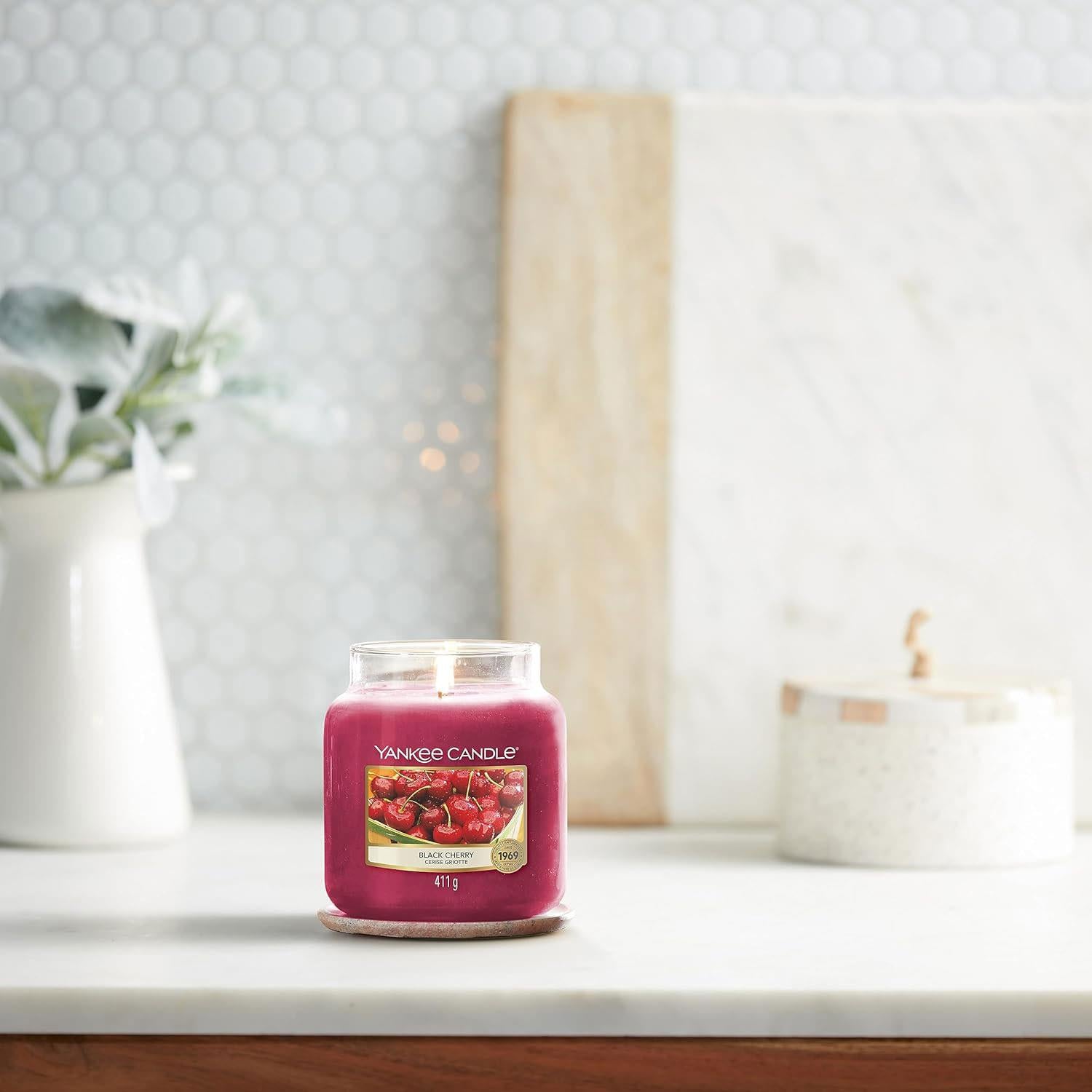 Yankee Candle Original Medium Jar Scented Candle - Black Cherry, 411g