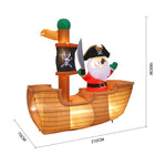 1.8m H Inflatable Pirate Santa On Ship – Outdoor Christmas Decoration With Led Lights & Installation Kit