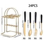 24-piece Stainless Steel Cutlery Set With Storage Rack | Black