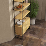 4-tier Bookshelf Bookcase With Double Door Cabinet