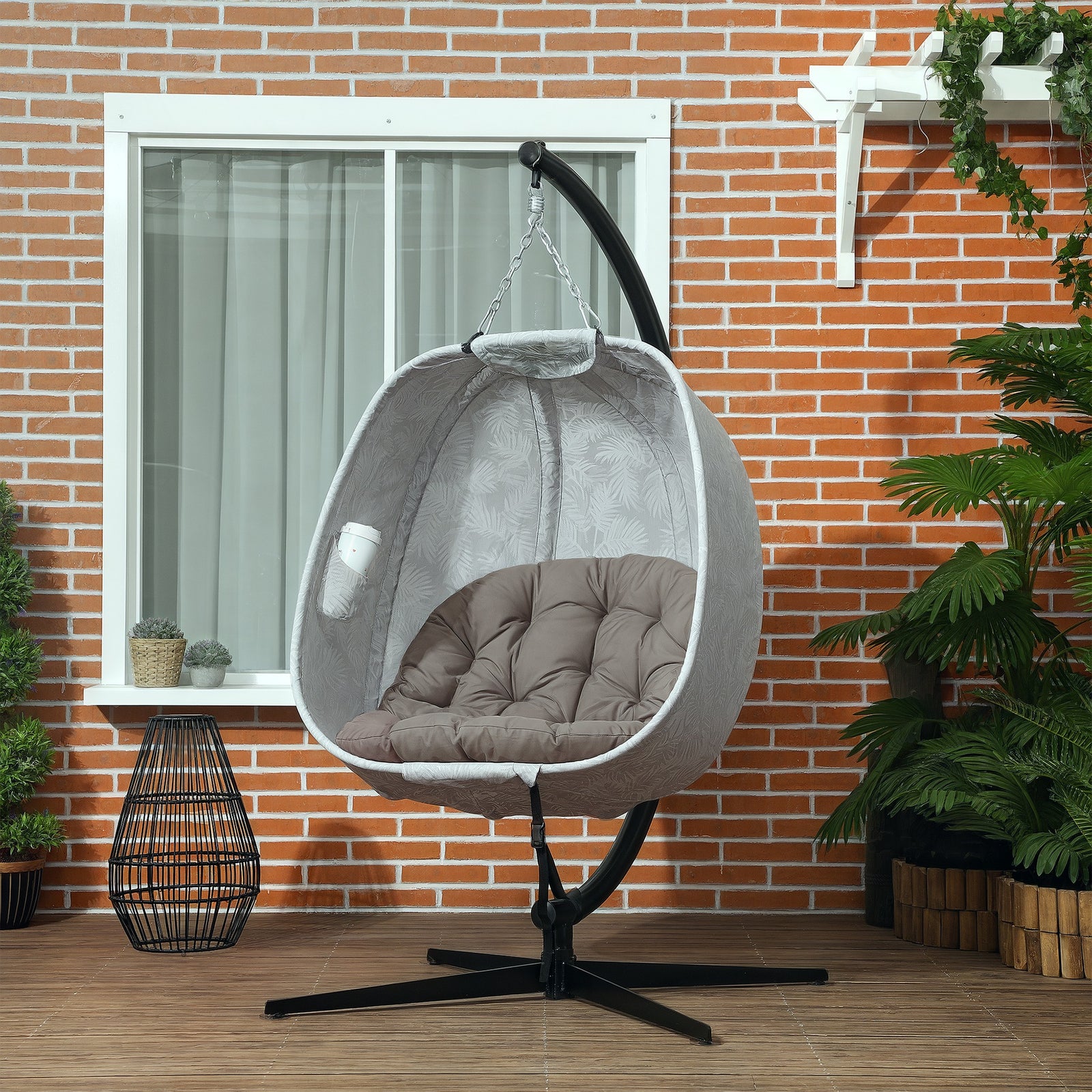 Hanging Egg Chair Outdoor Indoor Swing Chair, Folding Basket | Sand