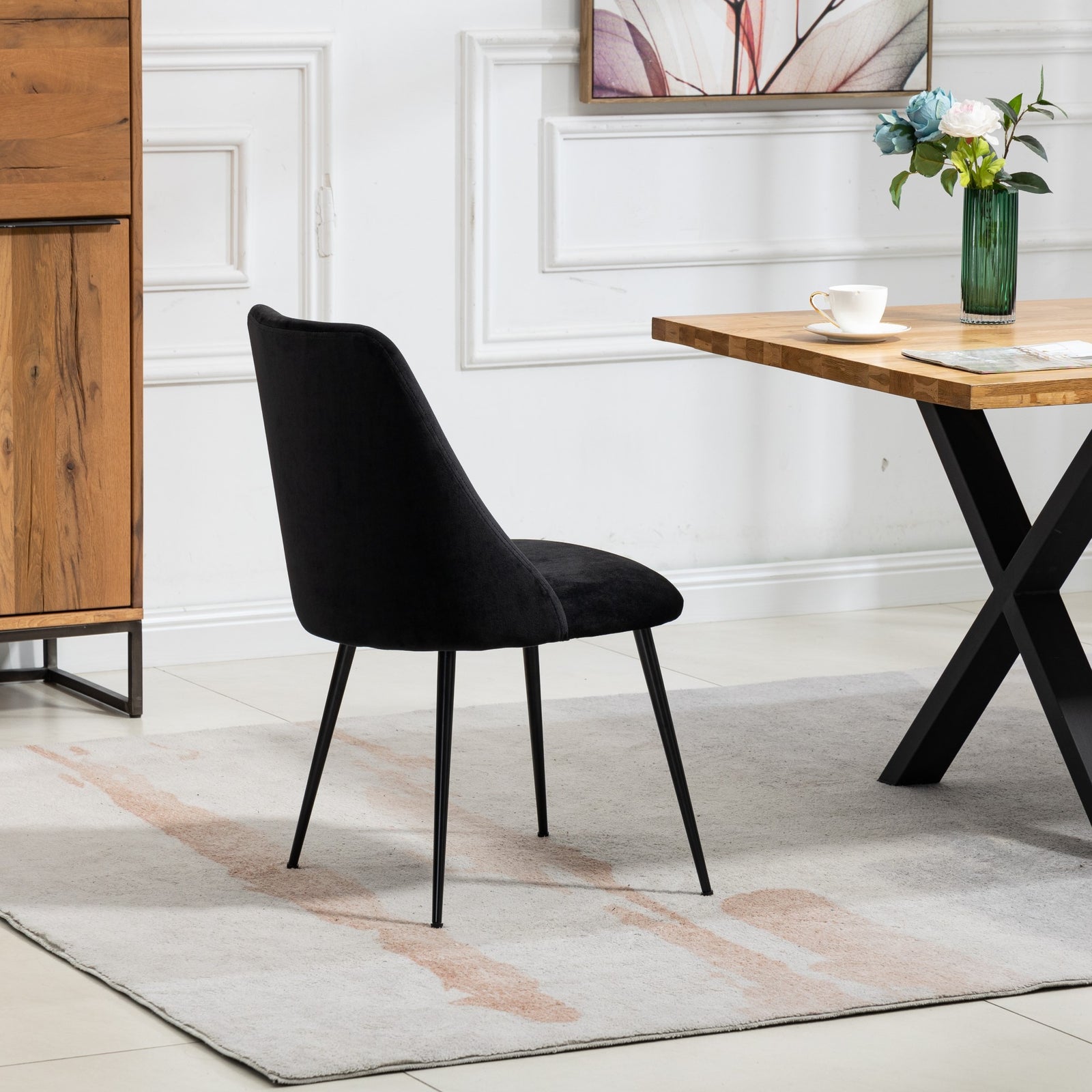 Set Of 2 Morandi Velvet Dining Chairs | Black