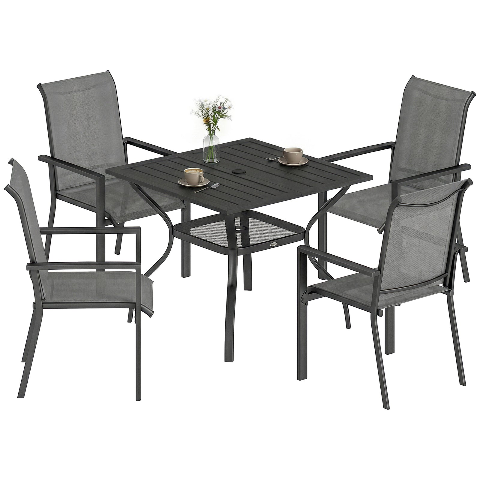 5 Pieces Outdoor Dining Set For 4, Patio Furniture Set | Grey