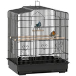 Pawhut 59cm Large Bird Cage With Stand, Perches, Food Bowls, Swing, Black