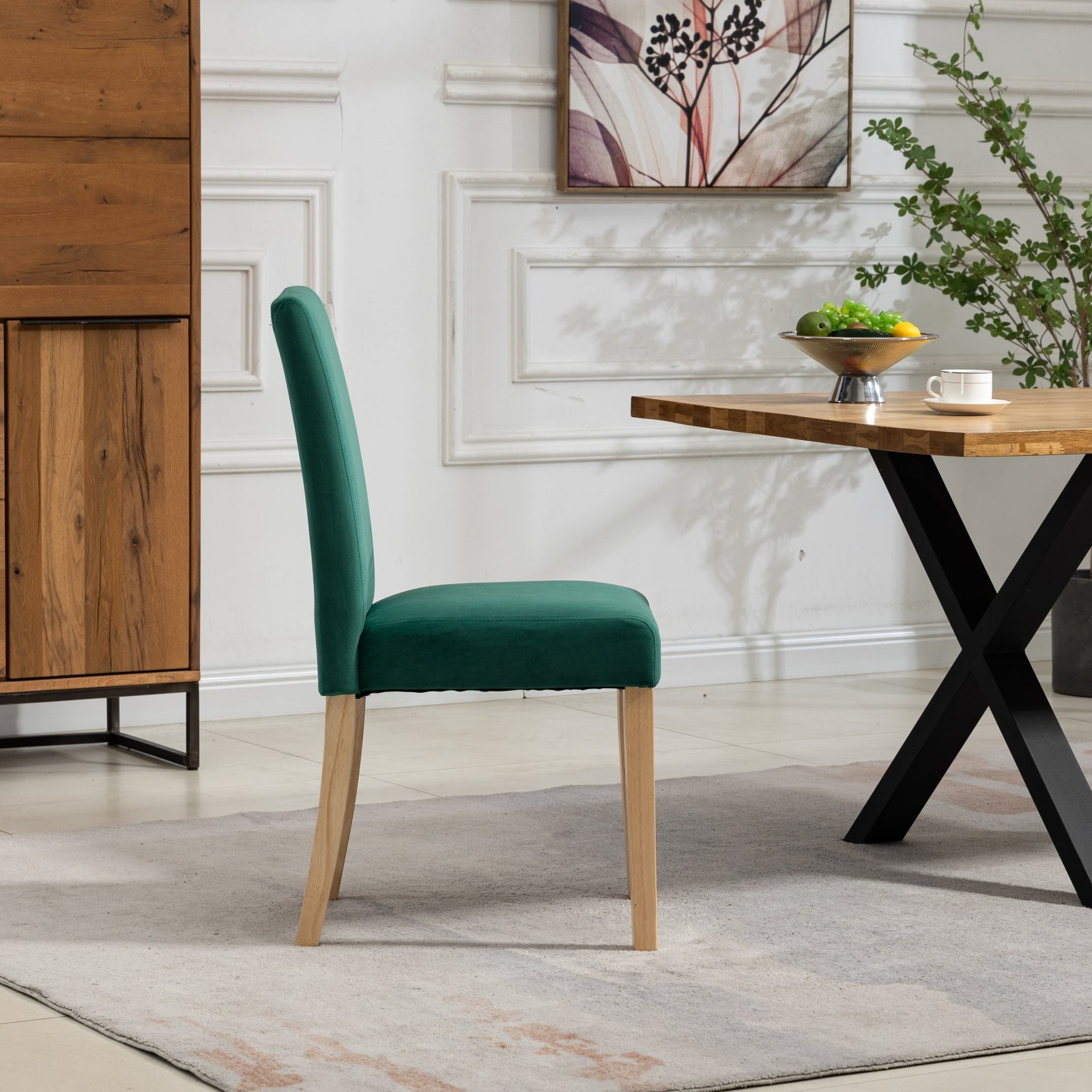 Set Of 2 Maiolo Velvet Dining Chairs | Green