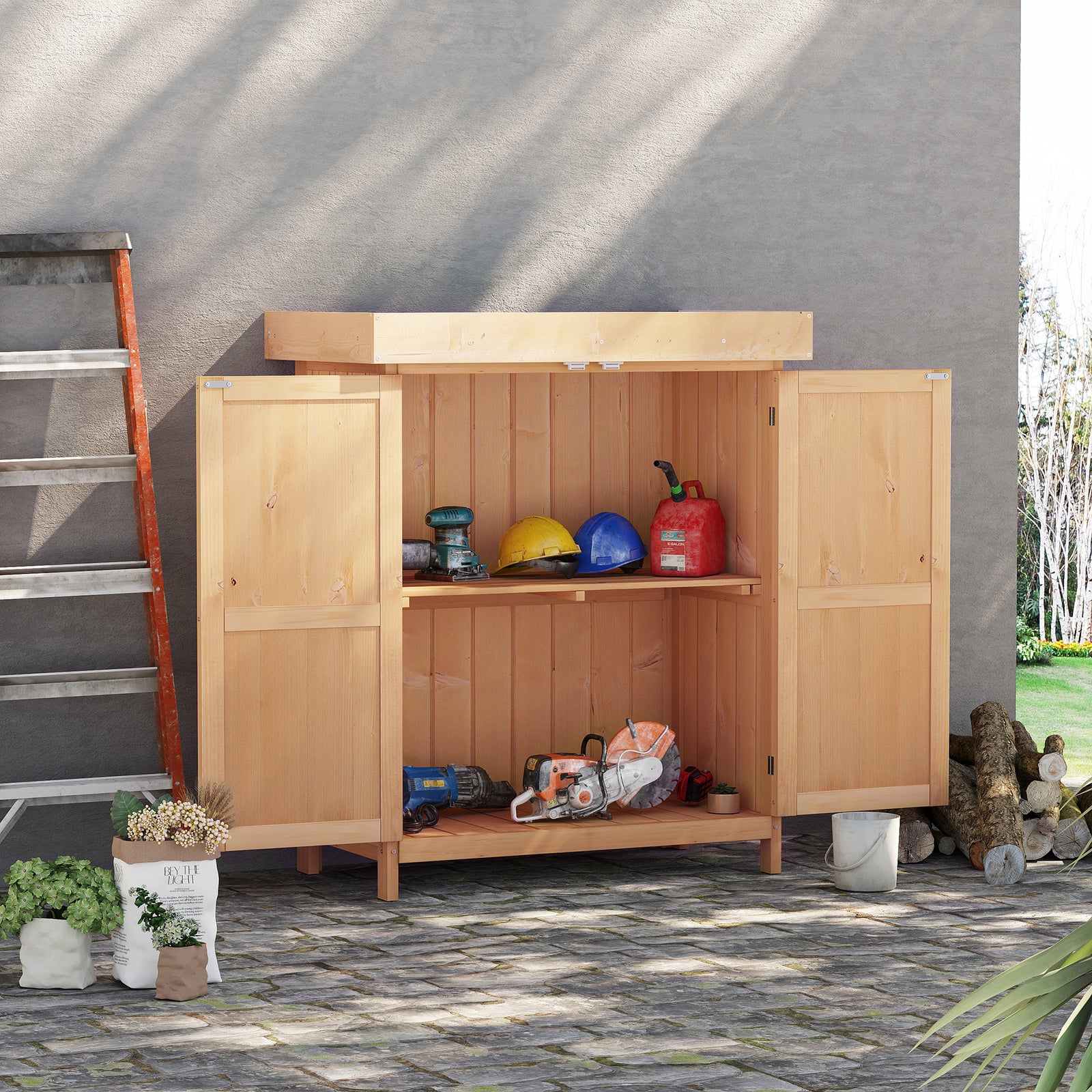 Wooden Garden Shed Double Door Tool Storage House | Natura