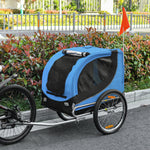 Pawhut Pet Bicycle Trailer Steel Dog Bike Carrier Water Resistant Travel | Blue