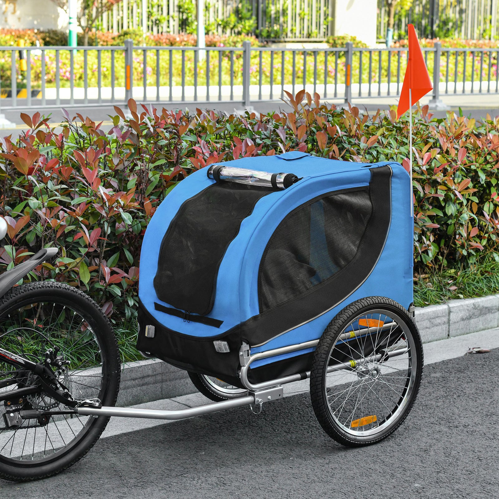 Pawhut Pet Bicycle Trailer Steel Dog Bike Carrier Water Resistant Travel | Blue