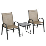 3pcs Bistro Set With Breathable Mesh Fabric And Psc Board | Brown