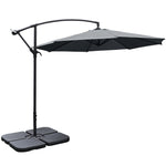 3m Banana Cantilever Patio Parasol For Outdoor Sunshade And Rain With A Cross Base And A Square Base | One Size | Grey