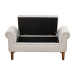 Linen Upholstered Storage Bench | Beige