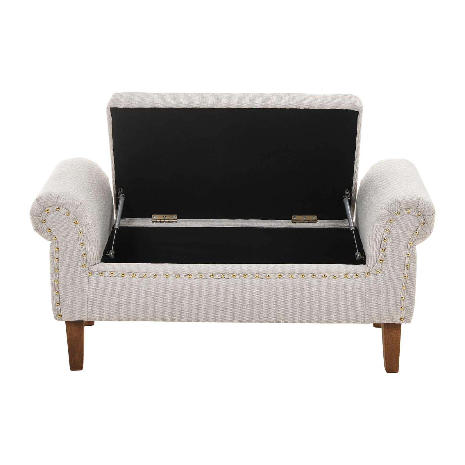 Linen Upholstered Storage Bench | Beige