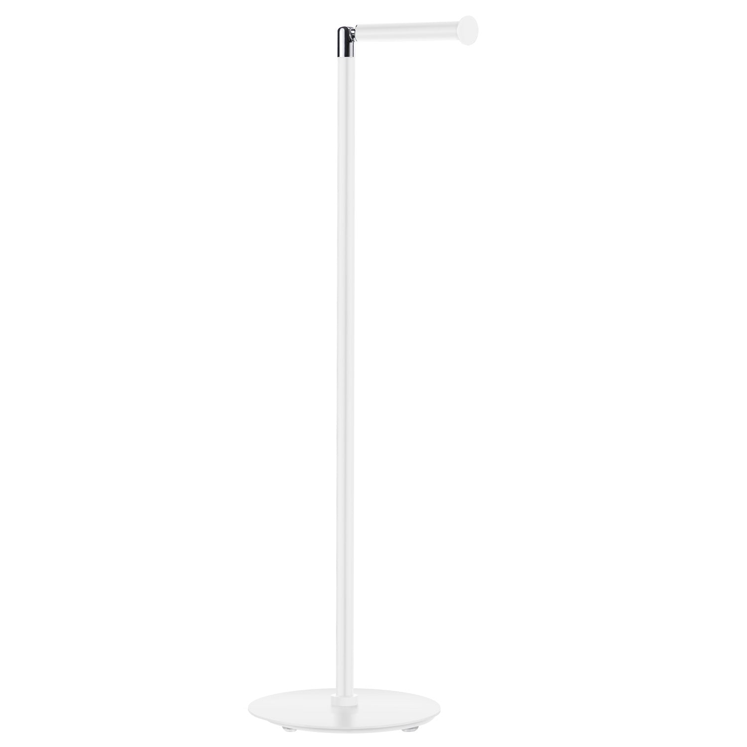 Stainless Steel Freestanding Toilet Roll Holder - Round Base | White