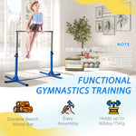Adjustable Kids Gymnastics Bar Horizontal Training Steel Frame Wood | Blue