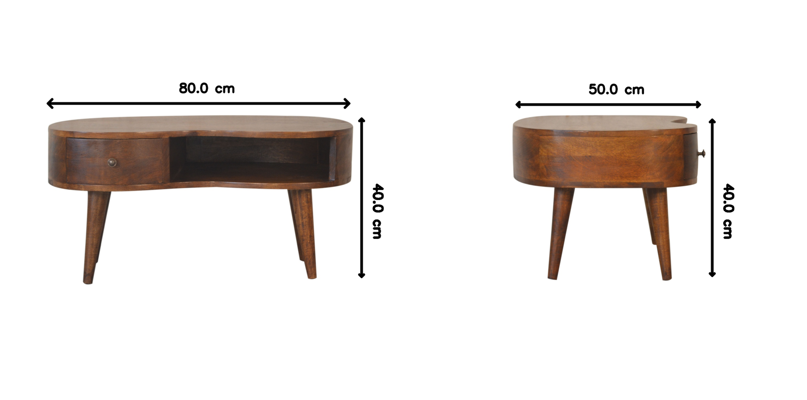 Solid Wood Chestnut Wave Coffee Table