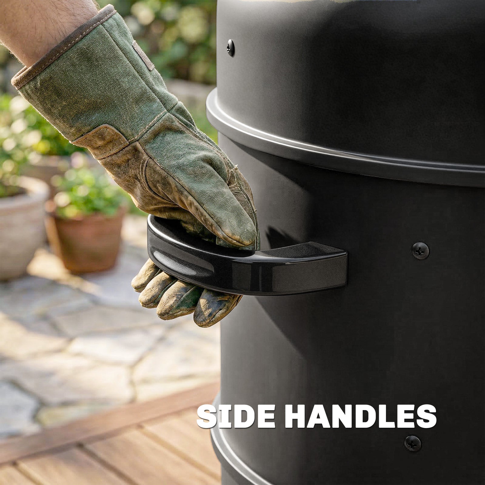 3-in-1 Vertical Charcoal Smoker With 2 Grill Grates, Thermometer