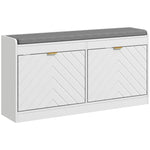 Shoe Bench With 2 Flip Drawers Cushion 8 Pairs For Entryway