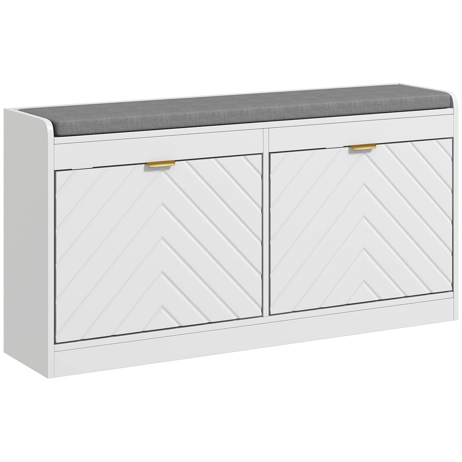Shoe Bench With 2 Flip Drawers Cushion 8 Pairs For Entryway