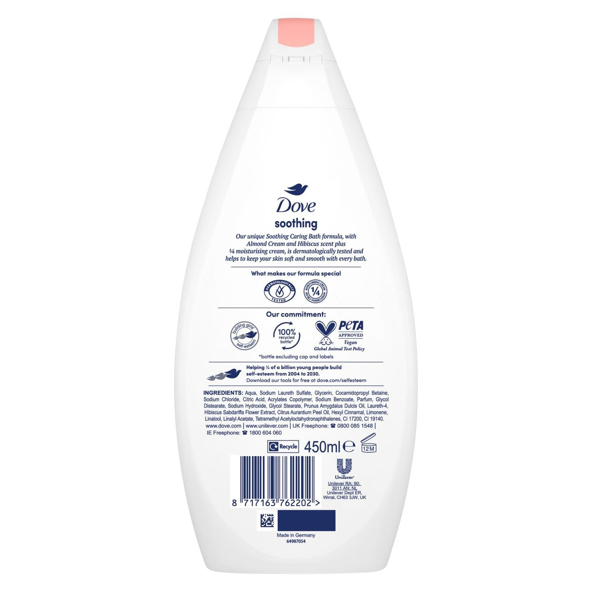 Caring Bath Soak - Almond Cream & Hibiscus, 1/4 Cream, 3 X 450ml