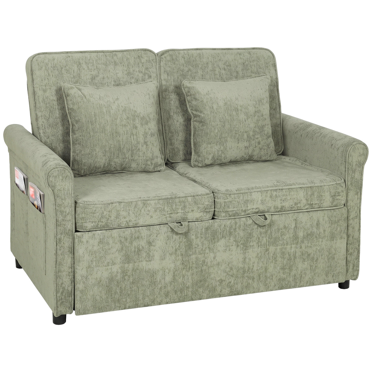 2 Seater Sofa Bed, 3-in-1 Convertible Pull Out Sofa Bed | Light Green