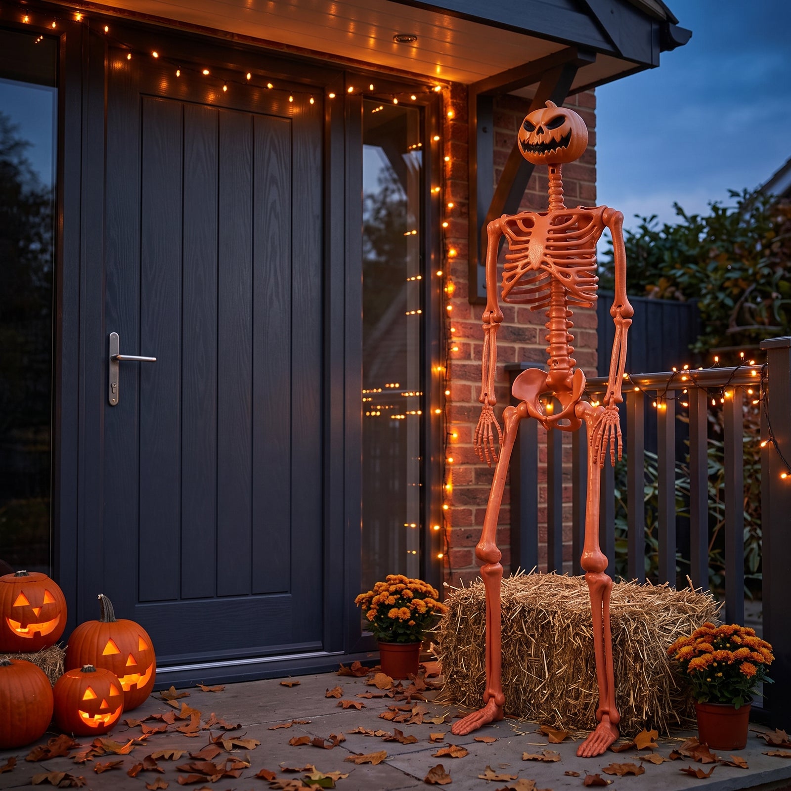 Breeins Posable Halloween Pumpkin Skeleton Decoration