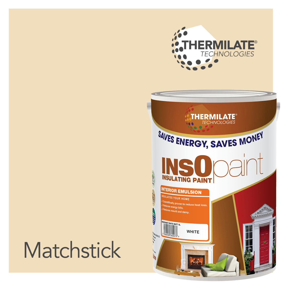 Insopaint Interior Emulsion Paint - Anti Mould, Insulating & Energy Saving For Interior Walls & Ceiling | 5l | Matchstick