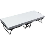 Folding Bed With 10cm Mattress Portable Guest Bed With Wheel