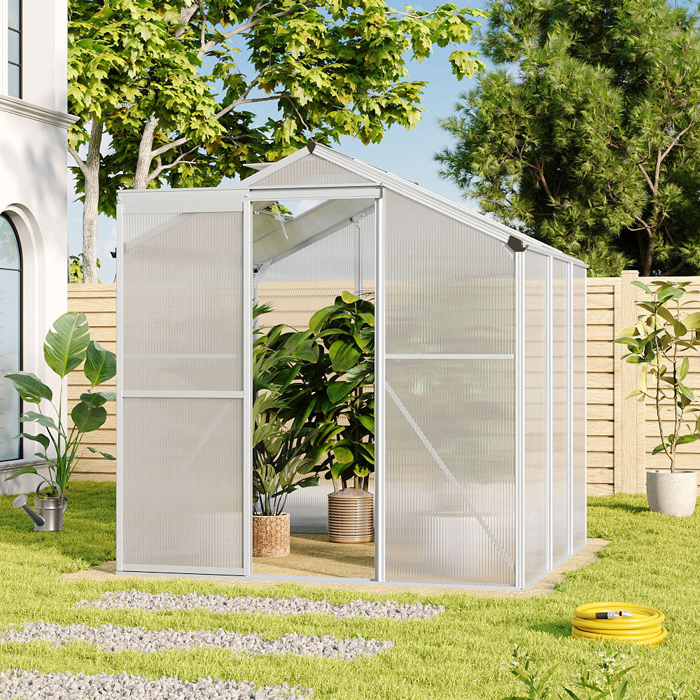 6 x 6-10FT Silver Aluminum Hobby Greenhouse With Operable Window | Small | Clear