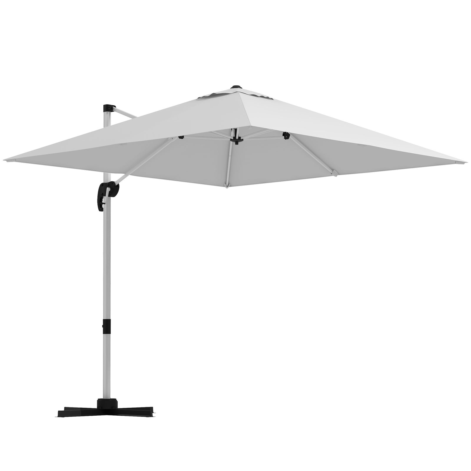 3x3m Cantilever Roma Parasol W/ 360° Crank Handle Tilt | White
