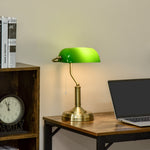 Banker's Table Lamp W/ Antique Bronze Tone Base | One Size | Green