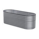 160/240/320cm W X 80cm D X 80cm Height Gardens Plan Oval-shaped Galvanized Steel Raised Garden Bed With Safety Edging & Ground Stakes | Medium | Galvanized Silver