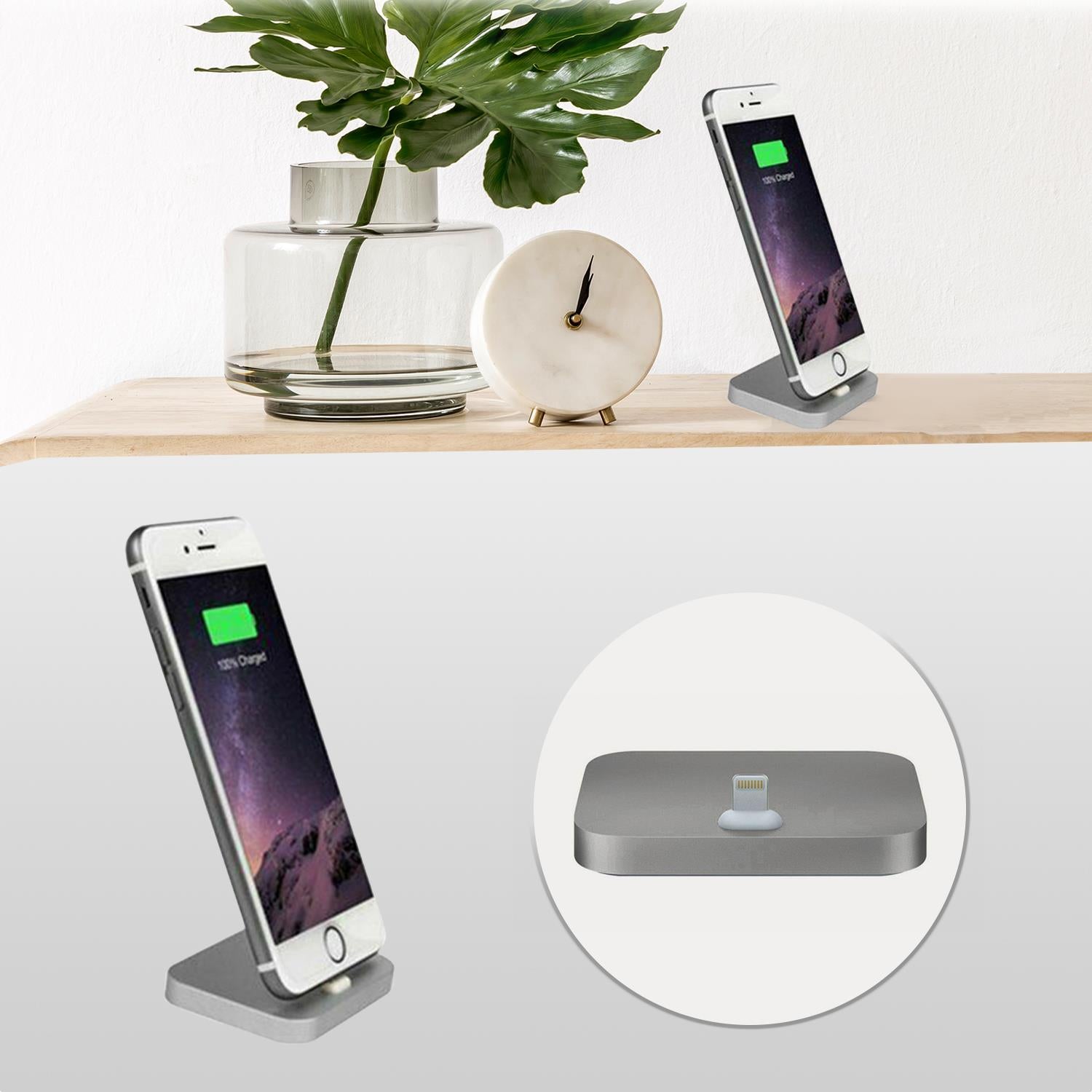 Aluminium Phone Dock Compatible With Eight-pin Devices | Gray