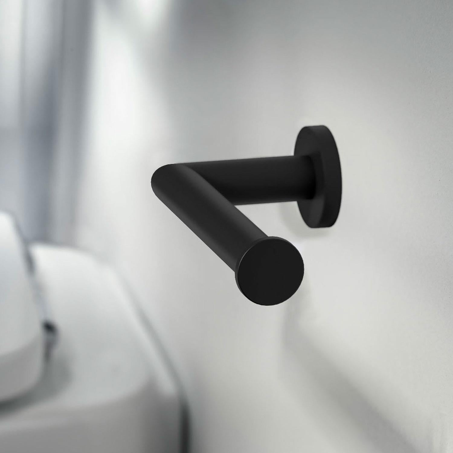 Toilet Roll Holder, Black Matt, Wall-mounted, 9 Cm. Collection Kubic