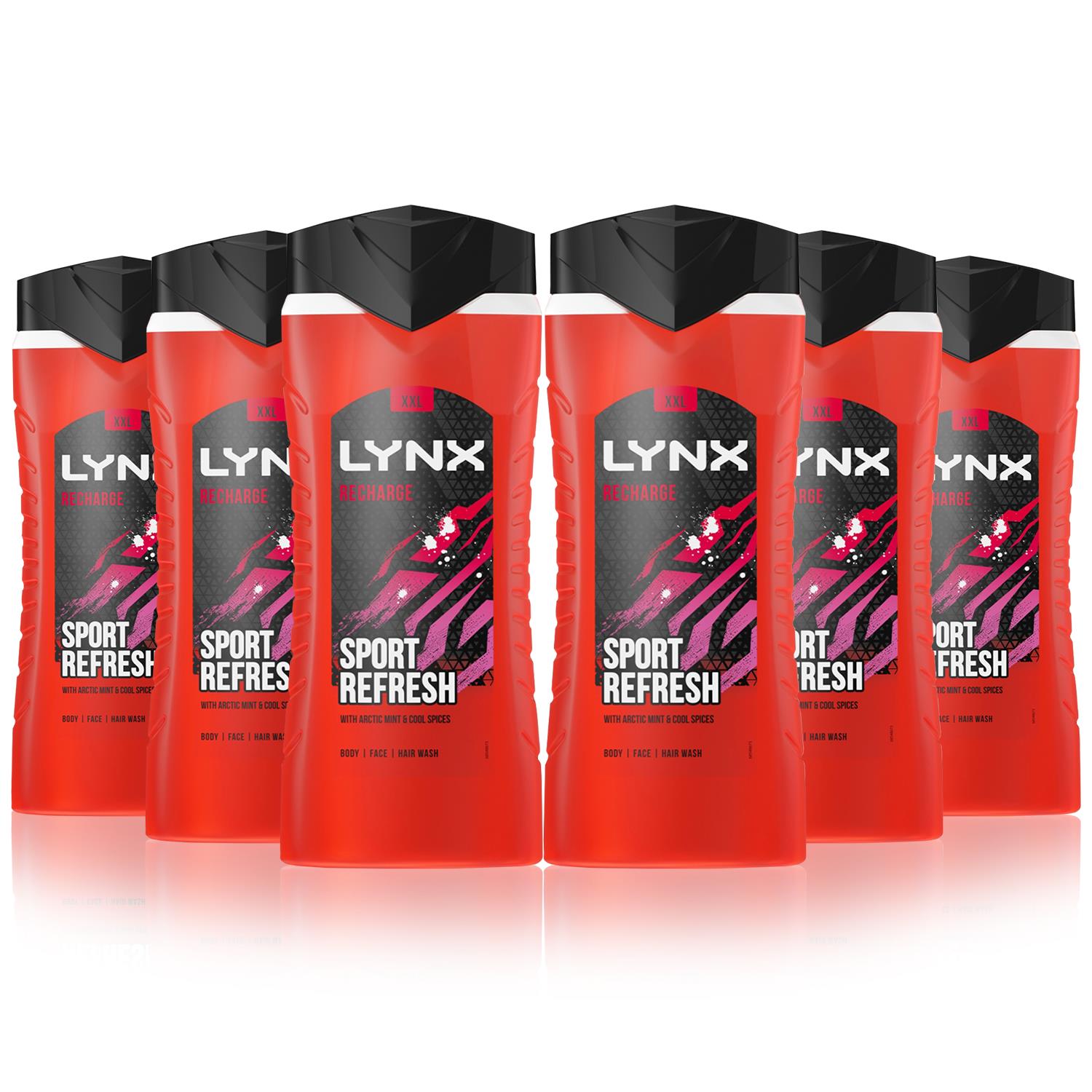 Recharge 12h Refreshing Fragrance Shower Gel Bodywash, 6x 500ml