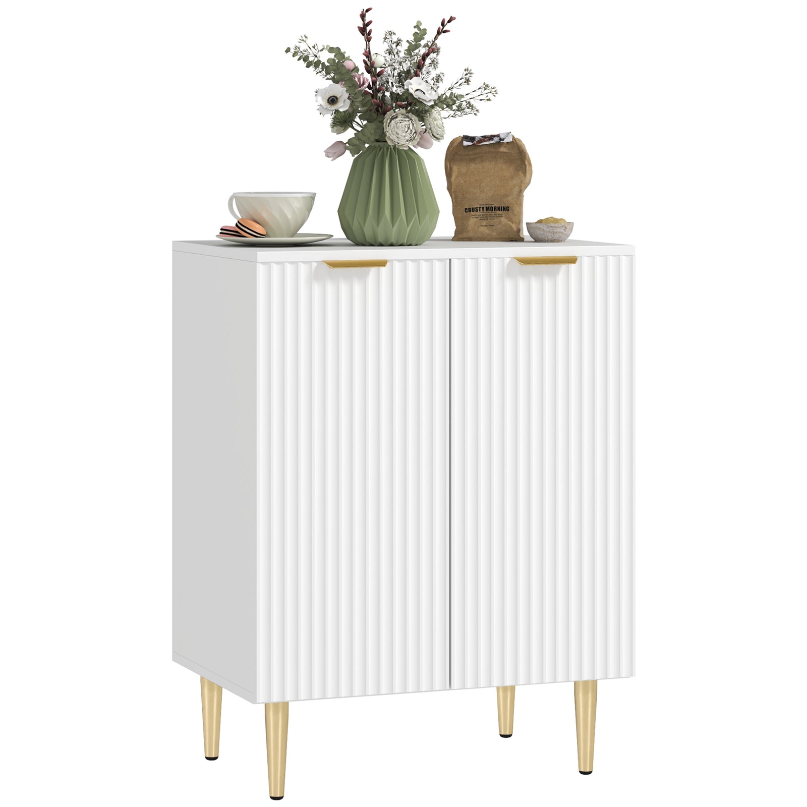 Sideboard Buffet Cabinet With Adjustable Shelf, White