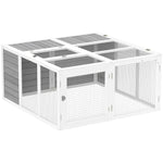 Rabbit Hutch Small Animal Guinea Pig House With Openable Roof Grey