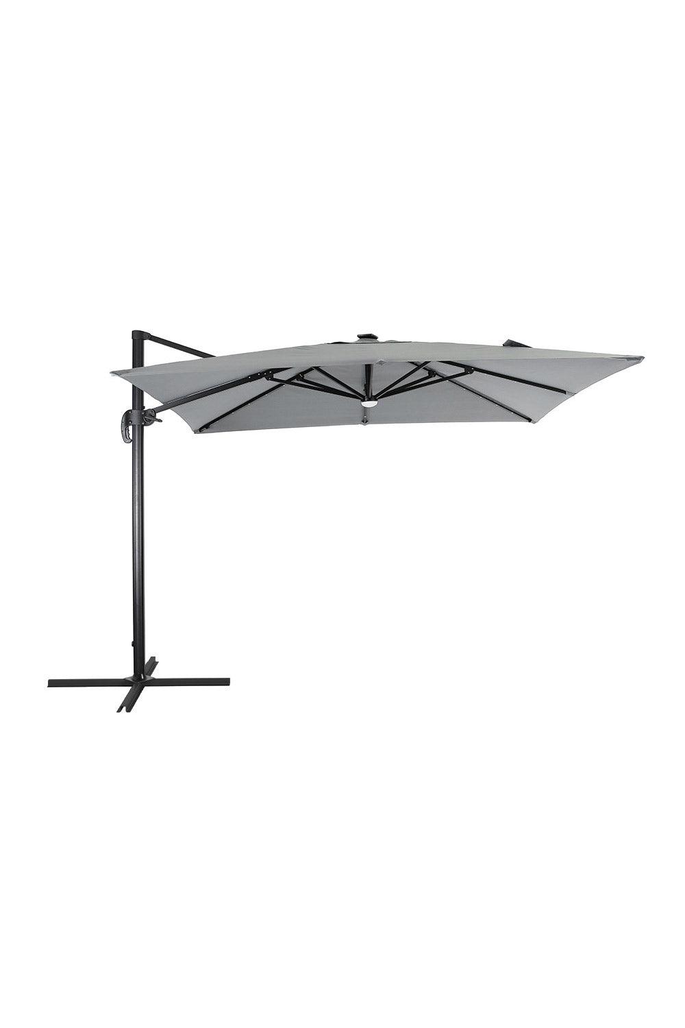 Square Cantilever Parasol With Solar-powered Led Lights | One Size | Light Grey