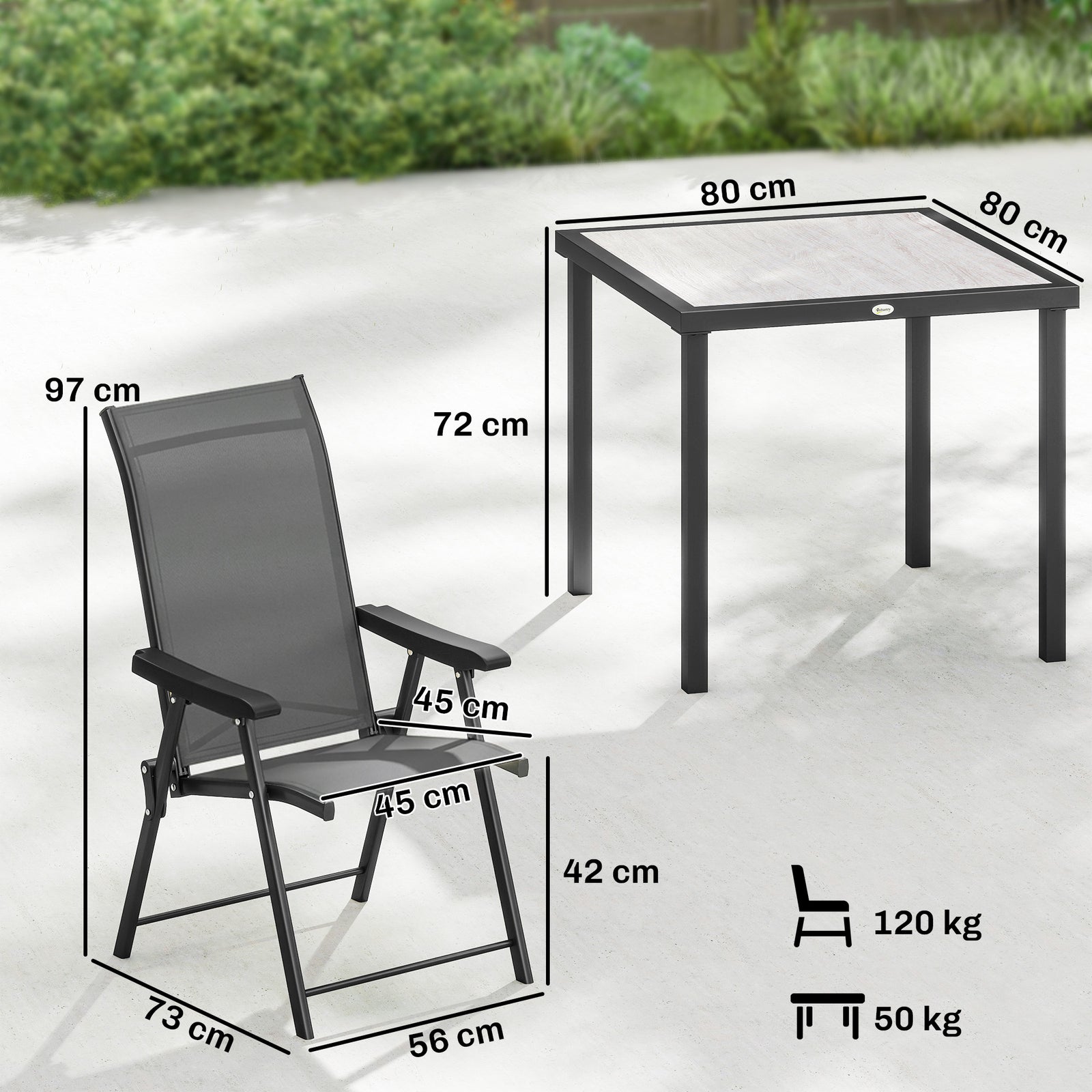 5 Pieces Outdoor Dining Set, Garden Dining Set For 4 | Grey