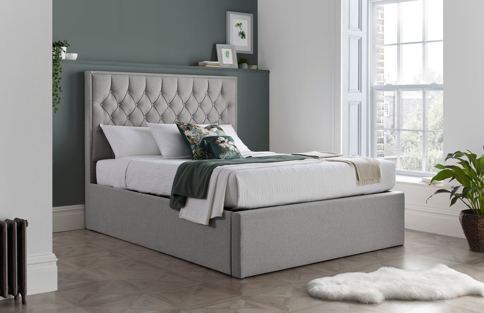 Wilson Fabric Ottoman Bed | Double | Grey