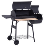 Charcoal Grill With Offset Smoker, Trolley | Black