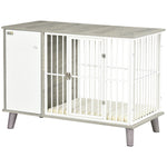 Dog Crate End Table W/ Cushion, 98x48x70.5cm - Grey
